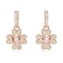 Idyllia drop Clover, White, Rose gold-tone plated - 5674212