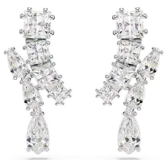 Swarovski øredobber  Matrix drop earrings Mixed cuts, White, Rhodium plated - 5700418