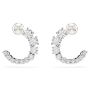 Swarovski øredobber Matrix hoop earrings Crystal pearl, Round cut, White, Rhodium plated - 5692260