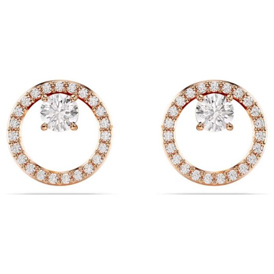 Swarovski øredobber Constella stud earrings Round cut, White, Rose gold-tone plated - 5692263