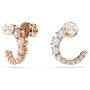 Swarovski øredobber Matrix hoop earrings Crystal pearl, Round cut, White, Rose gold-tone plated - 5692264