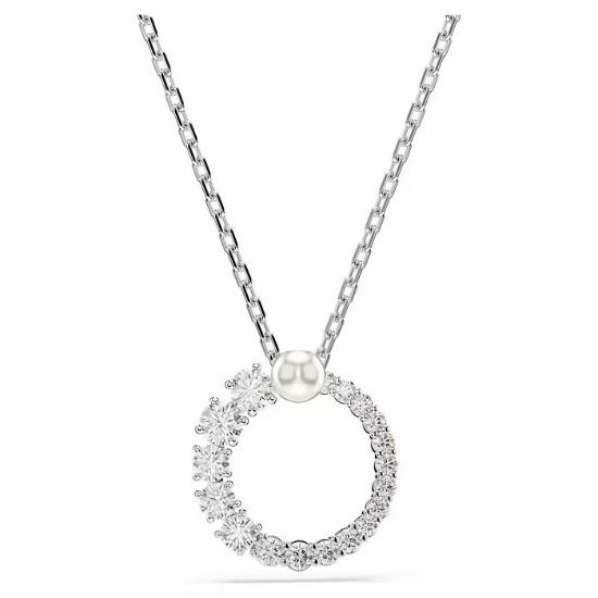 Swarovski smykke Matrix pendant Crystal pearl, Round cut, White, Rhodium plated - 5688751