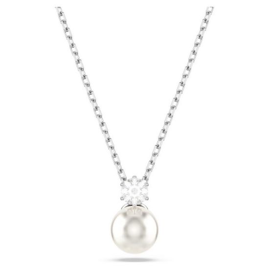 Swarovski smykke Matrix Crystal pearl, Round cut, White, Rhodium plated - 5693897