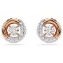 Swarovski øredobber Dextera stud earrings Round cut, White, Rose gold-tone plated - 5692258