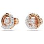 Swarovski øredobber Dextera stud earrings Round cut, White, Rose gold-tone plated - 5692258