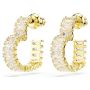 Swarovski øredobber  Matrix hoop earrings Baguette cut, Heart, Small, White, Gold-tone plated - 5693512