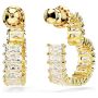 Swarovski øredobber  Matrix hoop earrings Baguette cut, Heart, Small, White, Gold-tone plated - 5693512