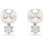 Swarovski øredobber  New Matrix stud earrings Crystal pearl, Round cut, White, Rhodium plated - 5694225