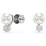 Swarovski øredobber  New Matrix stud earrings Crystal pearl, Round cut, White, Rhodium plated - 5694225