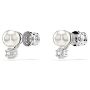 Swarovski øredobber  New Matrix stud earrings Crystal pearl, Round cut, White, Rhodium plated - 5694225