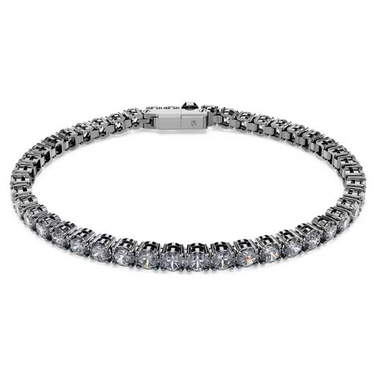 Swarovski armbånd Matrix Tennis bracelet Round cut, Gray, Ruthenium plated - 5693929