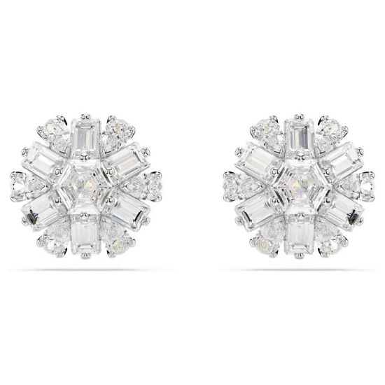 Swarovski øredobber Idyllia stud earrings Mixed cuts, Snowflake, White, Rhodium plated - 5691483