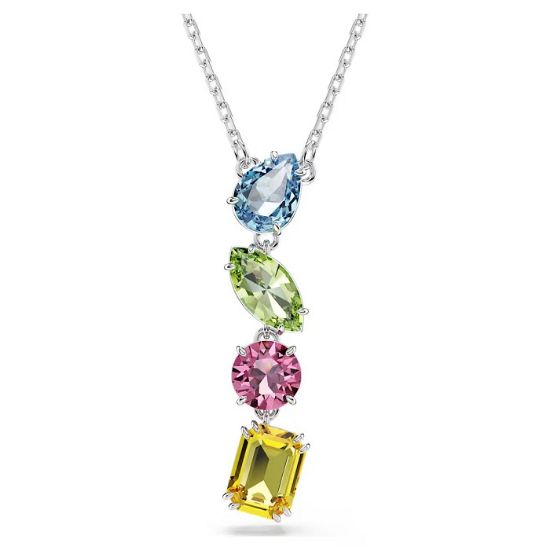 Swarovski smykke Gema Y pendant Mixed cuts, Multicolored, Rhodium plated - 5692421