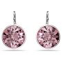 Swarovski øredobber  Bella drop earrings Round cut, Pink, Rhodium plated - 5724290