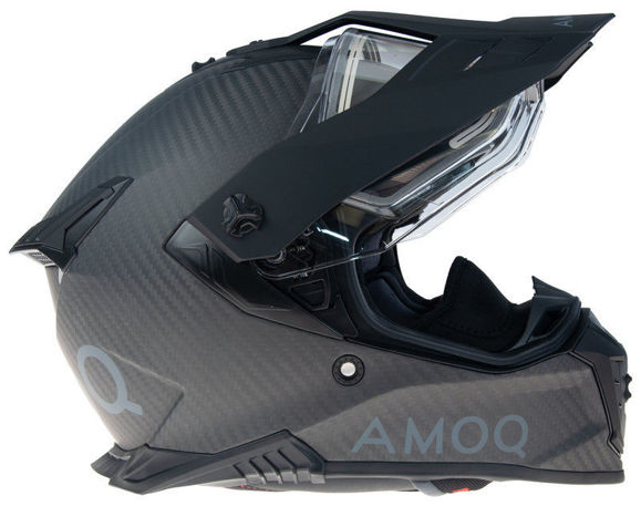 Bilde av AMOQ Adventurehjelm med elektrisk visir Recoil Carbon fiber Blackout