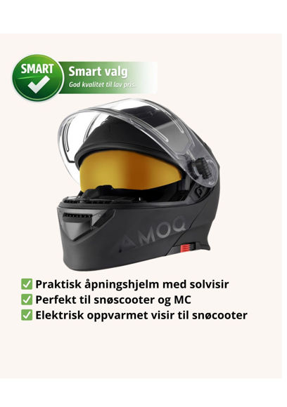 Bilde av Amoq Protean modular åpningshjelm med Elvisir Blackout snøscooter/MC