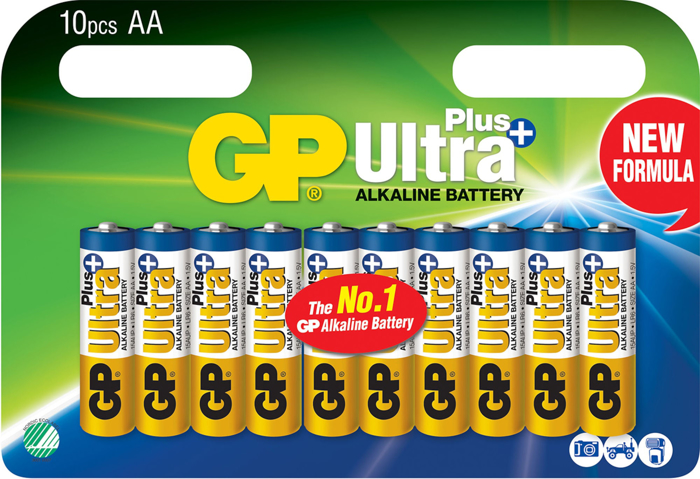 GP ULTRA+ BATTERI 1,5V AA LR06 10PK
