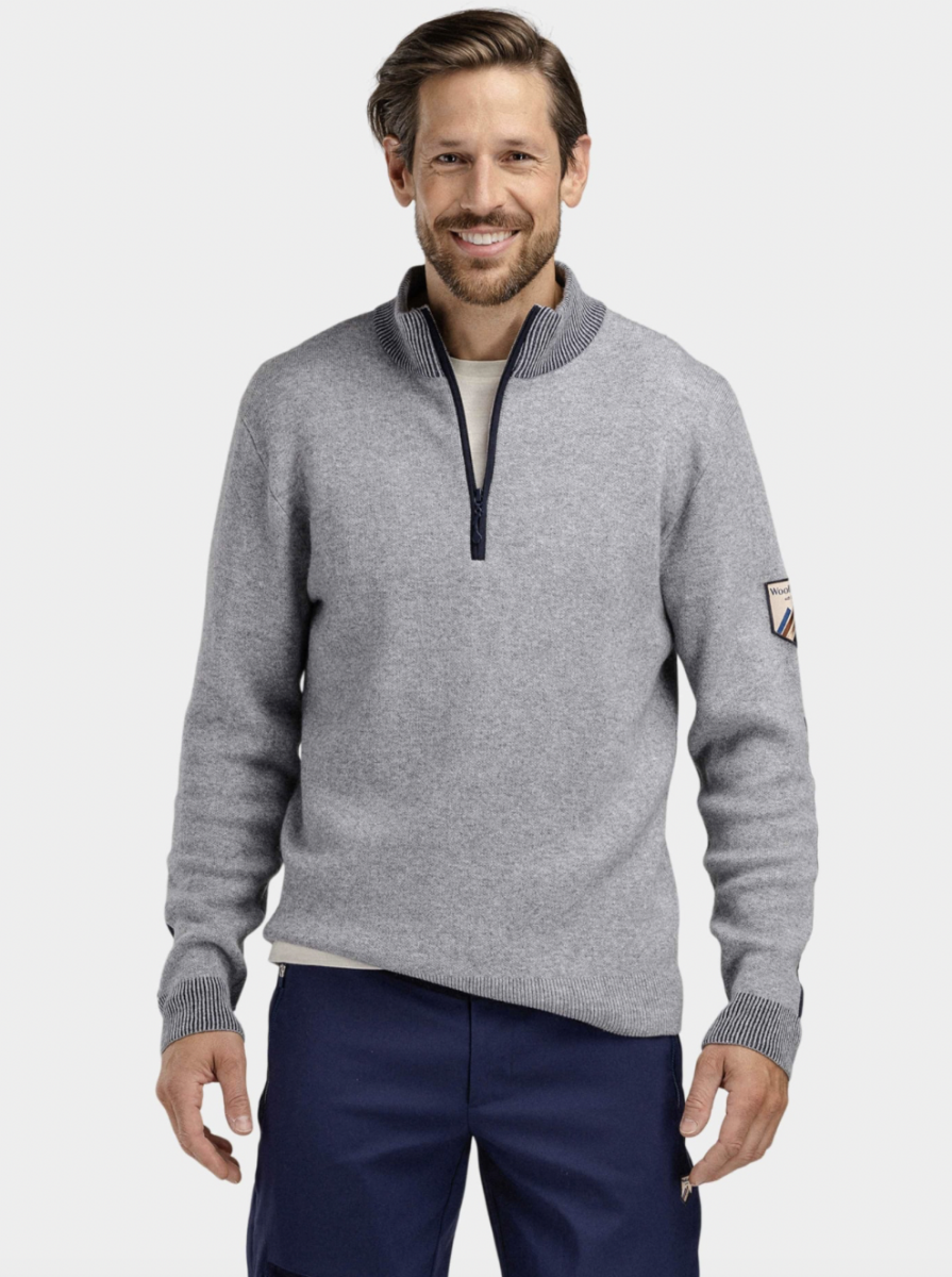 Bilde av WoolLand  Tydal knitted sweater 1/2 zip Man E01 Grey Melange