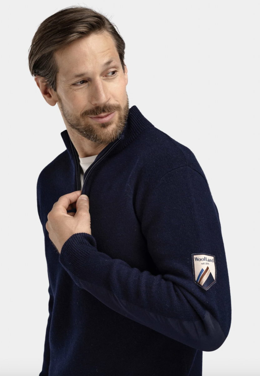 Bilde av WoolLand  Tydal knitted sweater 1/2 zip Man B10 Dark Blue