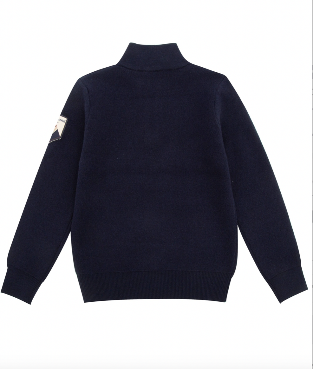 Bilde av WoolLand Hemsedal knitted half zip Kids (blå med beige)