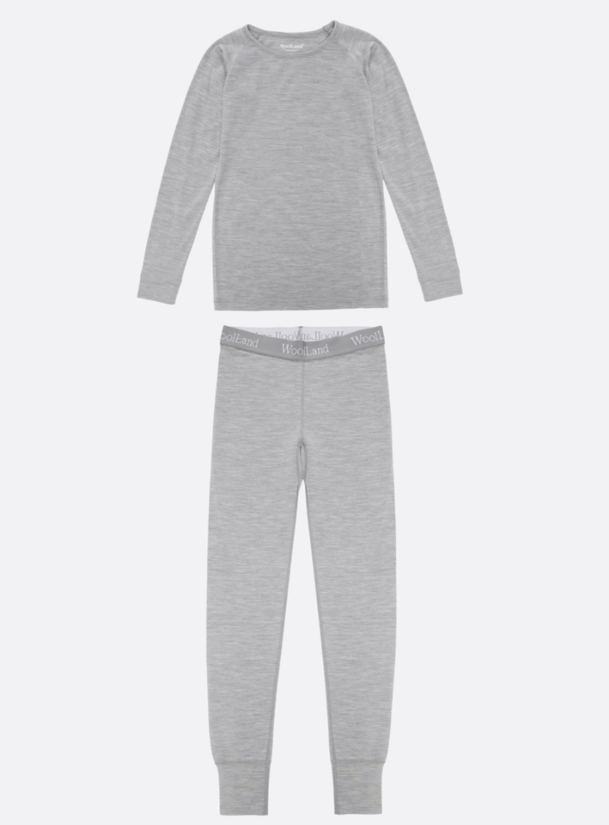 Bilde av WoolLand Sarpsborg Baselayer Set Kids grey 98-164