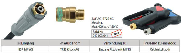 adapter 3/8"utv. TR22 utv. K.lock-messing -ny karcher
