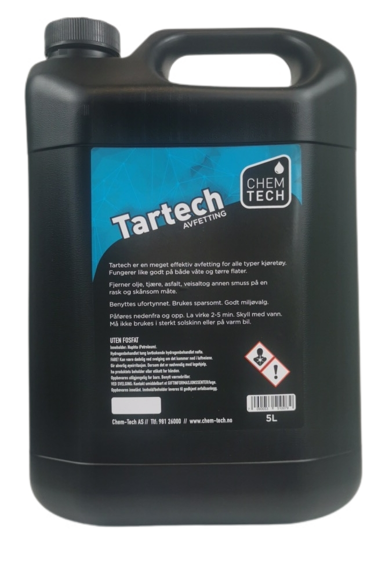 Tartech 5 ltr. Petrokjemisk avfetting. Brukes ufortynnet