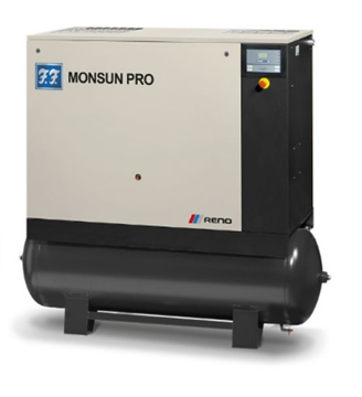 Reno MonsunProVS11 skruekompressor med kjøletørke 11kw 10bar 270ltr tank Reno MonsunProVS11 skruekompressor med kjøletørke 11kw 10bar 270ltr tank
