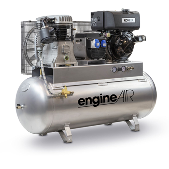 Reno dieseldrevet kompressor m/generator 605l/min 14bar 270ltr tank BI engineAIR 11/270 14 ES Diesel