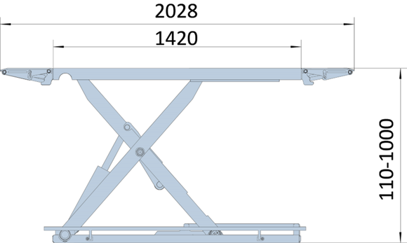 MR 35E Sakseløfter 3,5 tonn med elåpning av lås  Bredde 1950 mm x lengde 2028 mm
