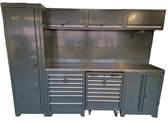 Verkstedinnredning med 4 seksjoner 2640 x 500 x 1890 mm
