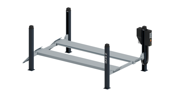	6435S.52L.50TE GALVANISERT - 4 Søyler løftebukk 5,0T x 5200mm. Flate baner.El.Betjent.