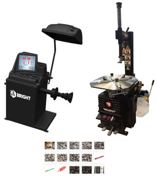 Komplett dekkomlegger pakke med Bright BP-810E dekkmaskin, BP-916B balansemaskin og startpakke med lodd, pasta og ventiler – profesjonelt verkstedutstyr for dekkskift Komplett dekkomlegger pakke med Bright BP-810E dekkmaskin, BP-916B balansemaskin og startpakke med lodd, pasta og ventiler – profesjonelt verkstedutstyr for dekkskift