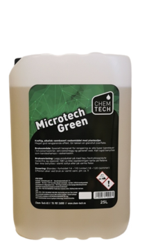 Bilde av Microtech Green 25ltr. .Kraftig, alkalisk vannbasert vaskemiddel med planteoljer. Vask av gulv.Dos: 1-4-1-10