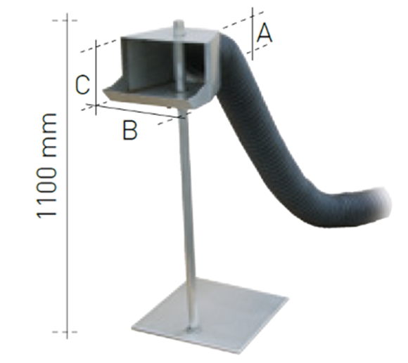 Bilde av AER BRA4 Eksosmunnstykke med gulvstativ. Åpning stuss 270x1700mm Slange Ø:150mm