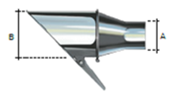 Bilde av AER BA7 Eksosmunnstykke rustfritt med lokk. Åpning stuss Ø:180mm Slange Ø:150mm