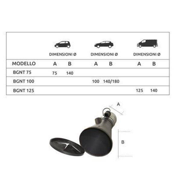 Bilde av AER BGNT Eksosmunnstykke med CO måleåpning. Åpning stuss Ø:140mm Slange Ø:100mm