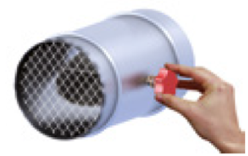 Bilde av AER manuelt spjeld for montasje på eksoslange i Ø:150mm