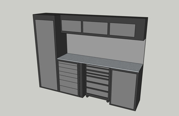 Bilde av Verkstedinnredning med 4 seksjoner 2640 x 500 x 1890 mm