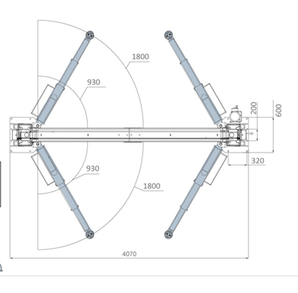 Bilde av C12E 2-søyler løftebukk 6 tonn - H. 4451mm 230/ 400 Volt 3-fas