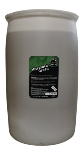 Bilde av Microtech Green 200ltr. Kraftig, alkalisk vannbasert vaskemiddel med planteoljer.Også til gulvvask Do: 1-4 -1-10