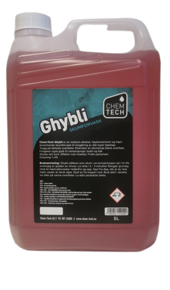 Bilde av Ghybli 5 ltr. medium alkalisk, høykonsentrert og høytskummende skumforvask til rengjøring av alle typer kjøretøy.Dos: 1-4%