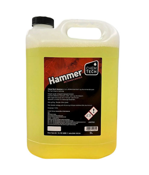 Bilde av Hammer 5ltr. ultrakonsentrert og skummende syre for fjerning av betong..Doseres 1-10%