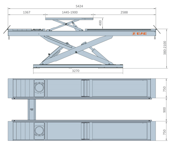 Bilde av HX6 BWF. 6,0 Tonn, Kjørebaneløfter inkl. 3 tonn innebygd frihjulsløfter, svingskiver, glideplater.  L.5,4 mt.H. 380 mm uten påkjøringsramper