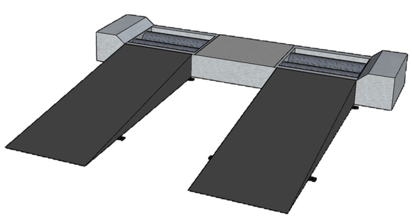 Bilde av Ramper for påkjøring bremseprøver etc.GALVANISERT L 2000 mm B 700 mm H 220 mm Sett med 2 stk