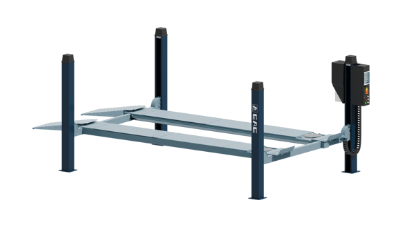Bilde av 6435B.GALV52L.50TE Galvanisert 4-Søyler løftebukk 5,0T x 5200mm.klar for  Svingskiver .Glideplater. El. Betj.