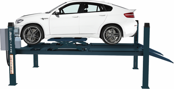 Bilde av 6435BWF.GALV48.40T Galvanisert 4-Søylet løftebukk 4,0T x 4800mm. inkl. Frihjulsløft, klar for Svingsk,Glideplater