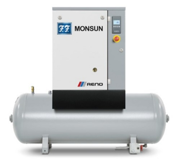 Bilde av Reno Monsun3 skruekompressor med kjøletørke 3kw 10bar 200ltr tank