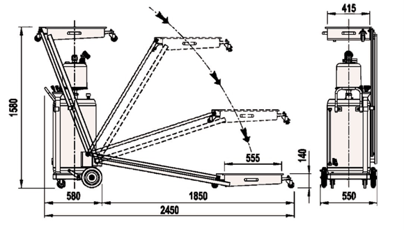 Bilde av faicom smøreutstyr mobil oljemottaker/suger nedfellbar-90ltr