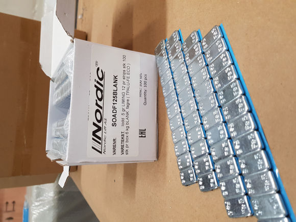Bilde av lodd  5 gr LIMING 12 pr strips stk 100 stk pr box 6 kg bLANK  fagre ( TPALU-FE.ECO )